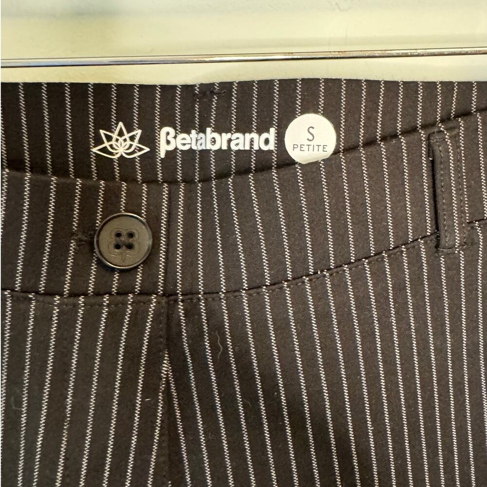 Betabrand PIB Black and White Pinstripe Straight Leg Pants - Picture 3 of 5